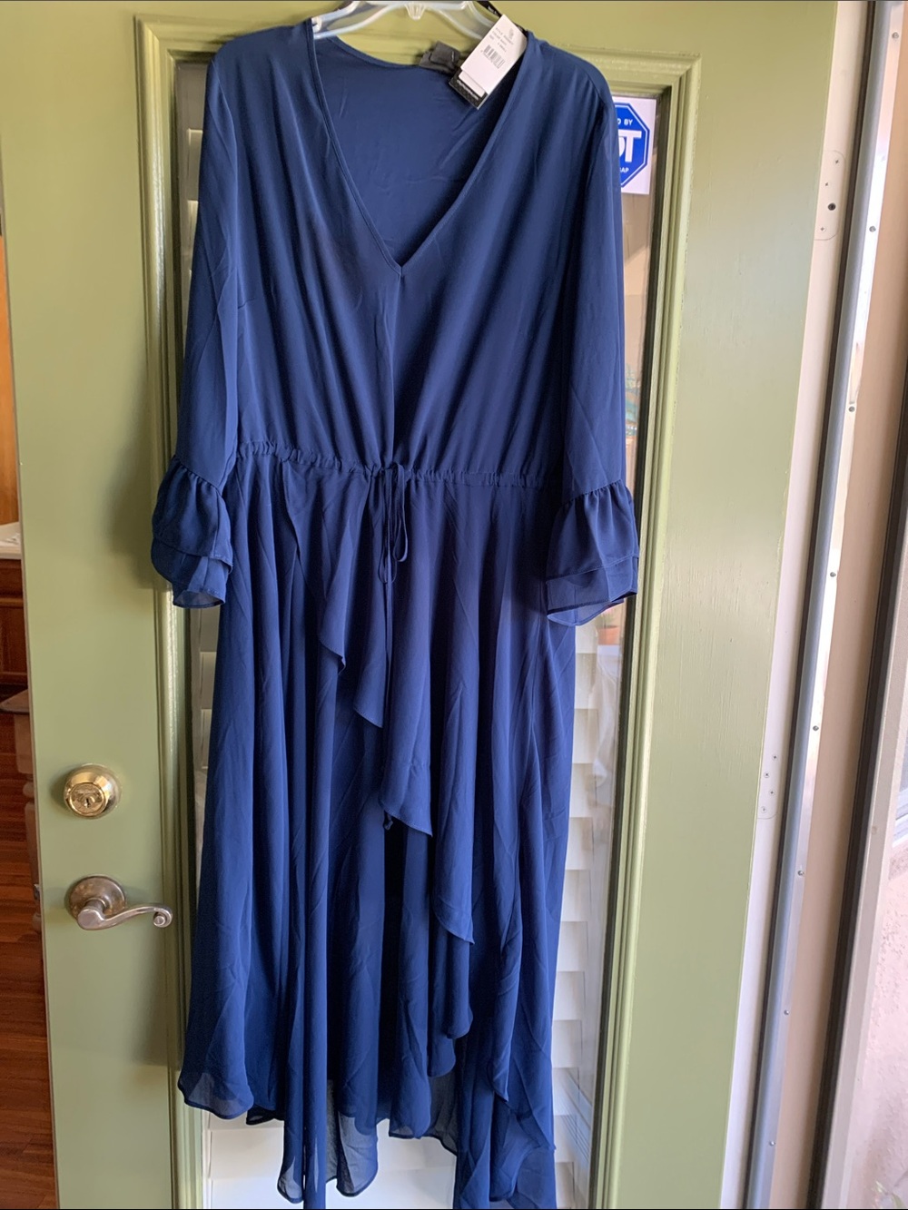 City Chic Navy V-Neck Ruffle High-Low Dress